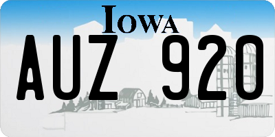 IA license plate AUZ920