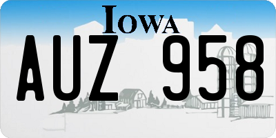 IA license plate AUZ958