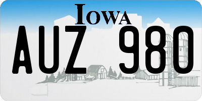 IA license plate AUZ980