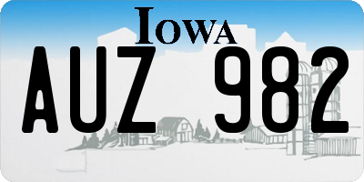 IA license plate AUZ982
