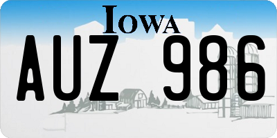 IA license plate AUZ986
