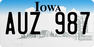 IA license plate AUZ987