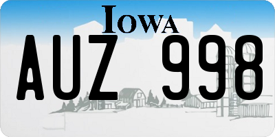IA license plate AUZ998