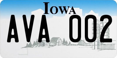 IA license plate AVA002