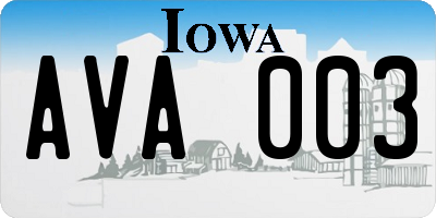IA license plate AVA003