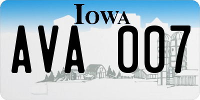 IA license plate AVA007