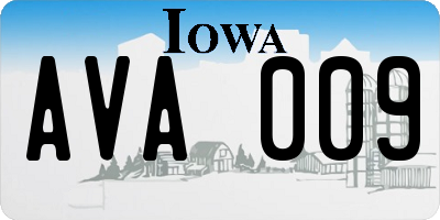 IA license plate AVA009