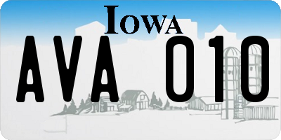 IA license plate AVA010
