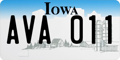 IA license plate AVA011