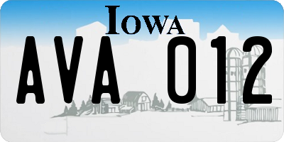 IA license plate AVA012