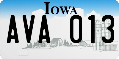 IA license plate AVA013
