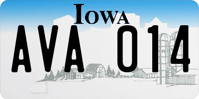IA license plate AVA014