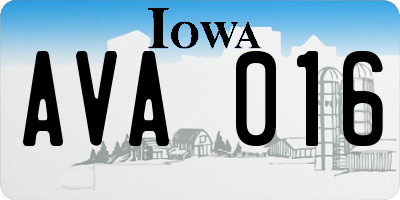 IA license plate AVA016