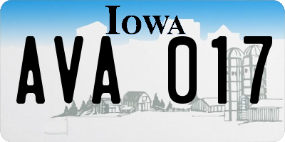 IA license plate AVA017