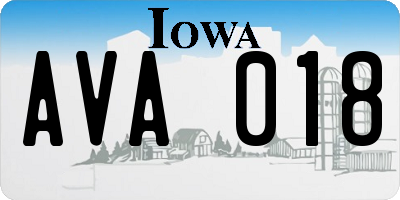 IA license plate AVA018