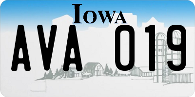 IA license plate AVA019
