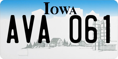 IA license plate AVA061