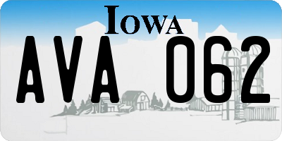 IA license plate AVA062