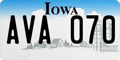 IA license plate AVA070