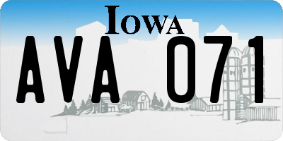 IA license plate AVA071