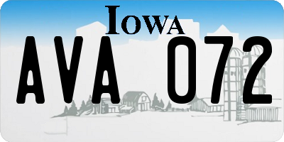 IA license plate AVA072