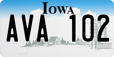 IA license plate AVA102