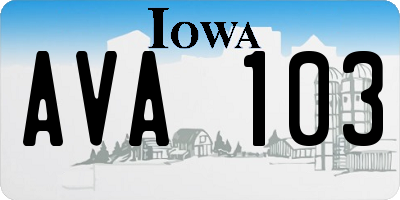 IA license plate AVA103