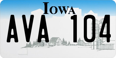 IA license plate AVA104