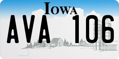 IA license plate AVA106