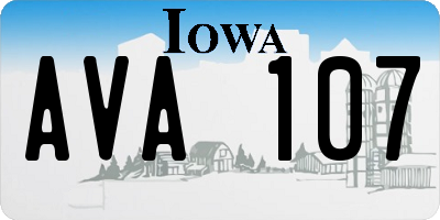 IA license plate AVA107
