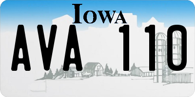 IA license plate AVA110