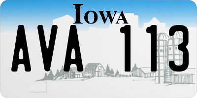IA license plate AVA113