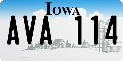 IA license plate AVA114