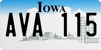 IA license plate AVA115