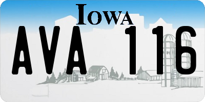 IA license plate AVA116