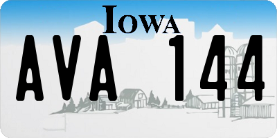 IA license plate AVA144