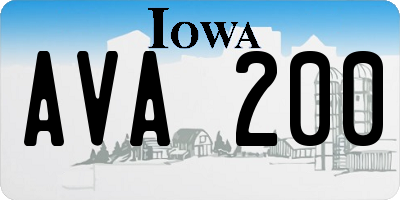 IA license plate AVA200