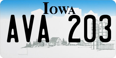 IA license plate AVA203