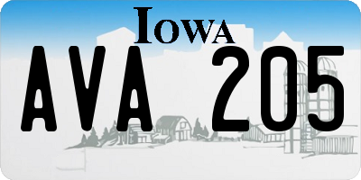 IA license plate AVA205