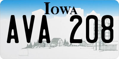 IA license plate AVA208