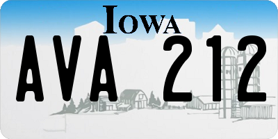 IA license plate AVA212
