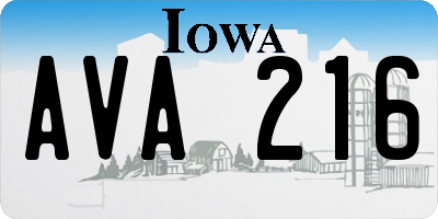 IA license plate AVA216