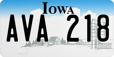 IA license plate AVA218