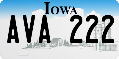 IA license plate AVA222