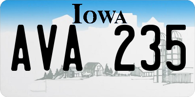 IA license plate AVA235