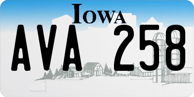 IA license plate AVA258