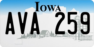 IA license plate AVA259