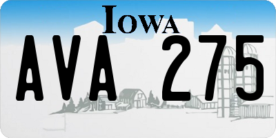 IA license plate AVA275