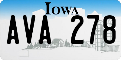 IA license plate AVA278