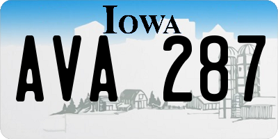 IA license plate AVA287